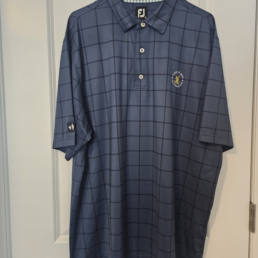 FootJoy Men's Navy Blue Windowpane Golf Polo
